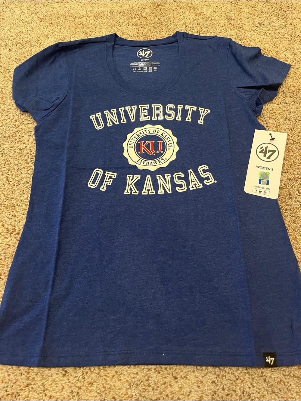 47 Women's Kansas Jayhawks Navy Blue Graphic Tee